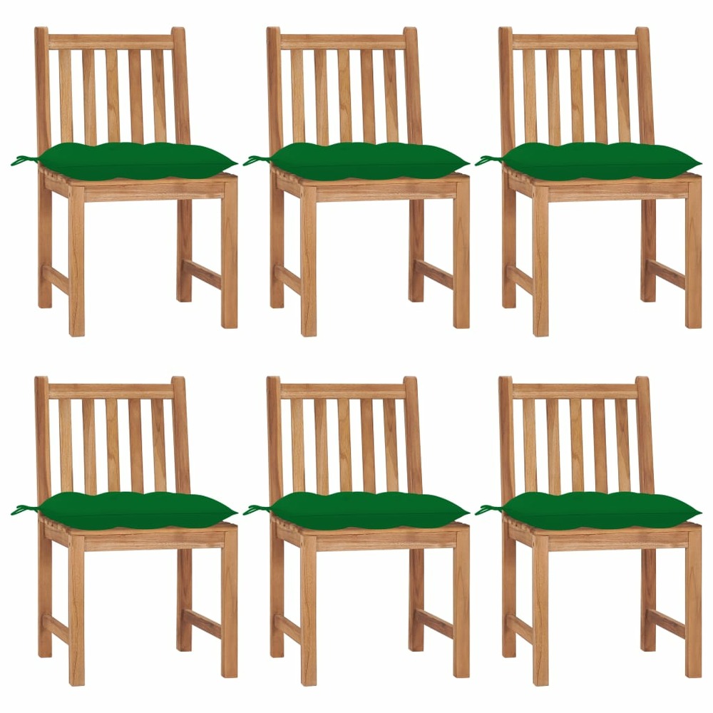 Chaises de jardin lot de 6 avec coussins bois de teck massif
