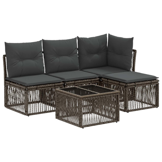 Ensemble de canapé de jardin 5 pcs gris polyrotin