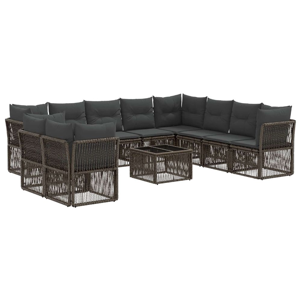 Ensemble de canapé de jardin 11 pc gris polyrotin