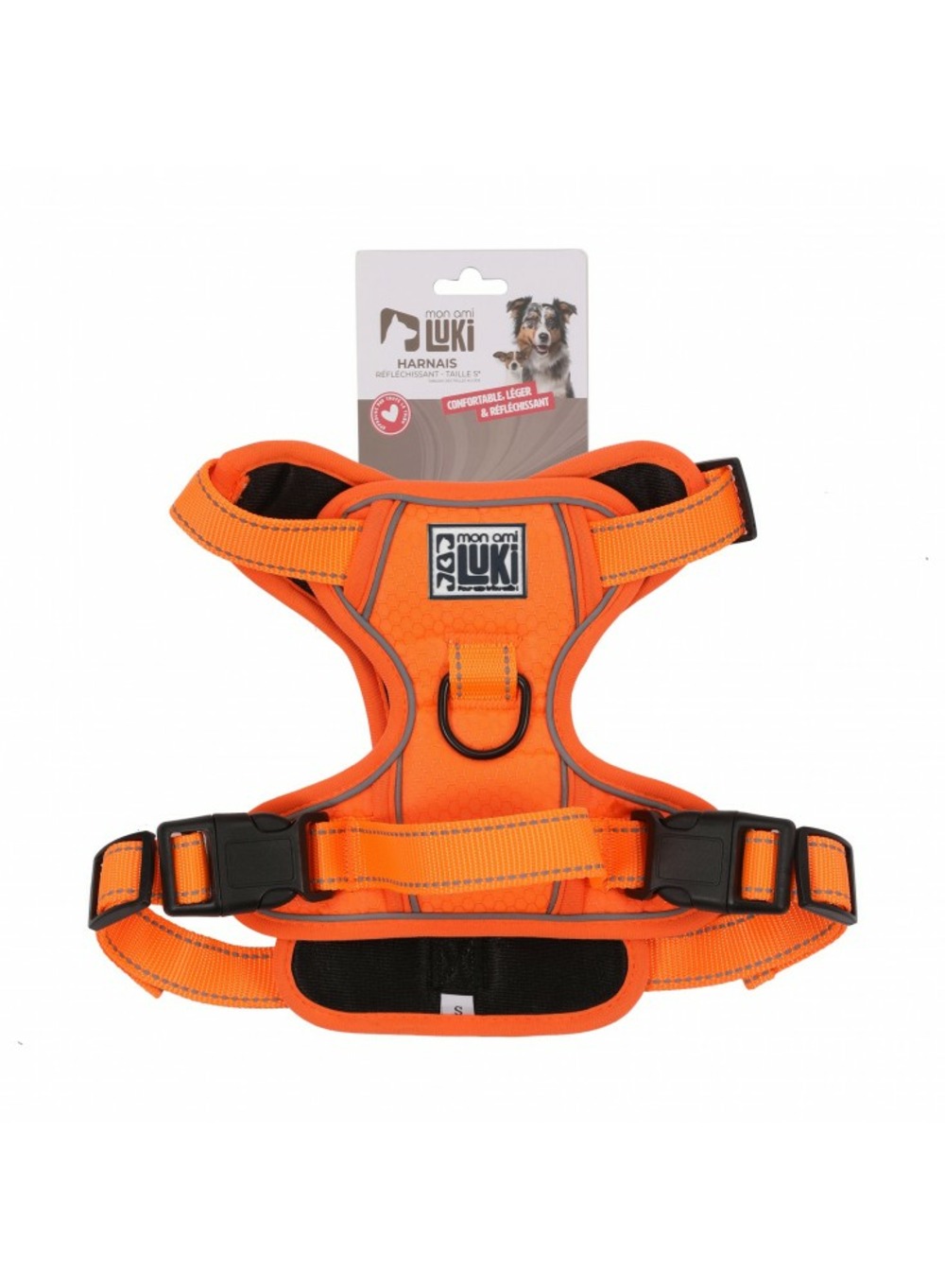 Mon ami luki - harnais réfléchissant - orange - chien - xl