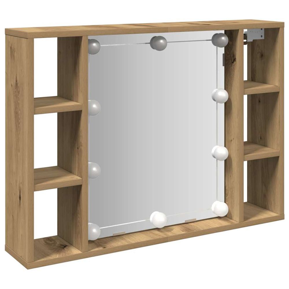 Armoire à miroir avec led chêne artisanal 76x15x55 cm