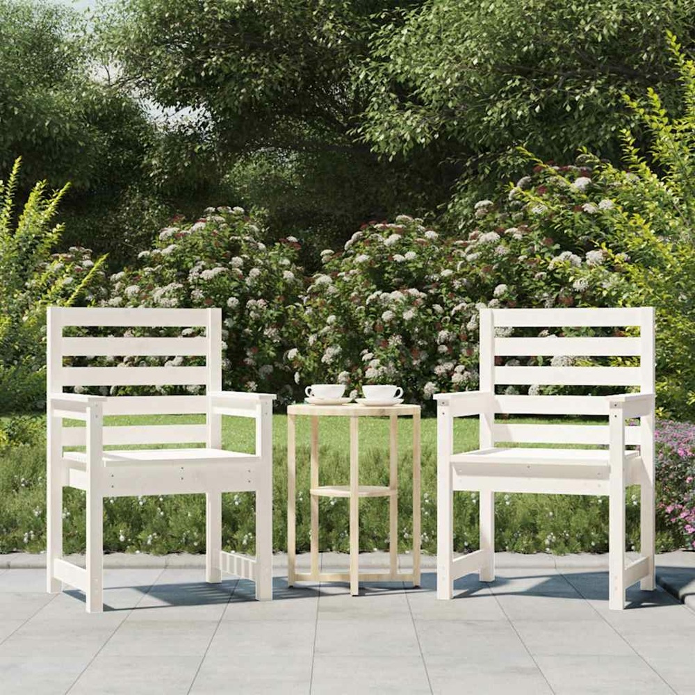 Chaises de jardin lot de 2 blanc 60x48x91 cm bois massif de pin