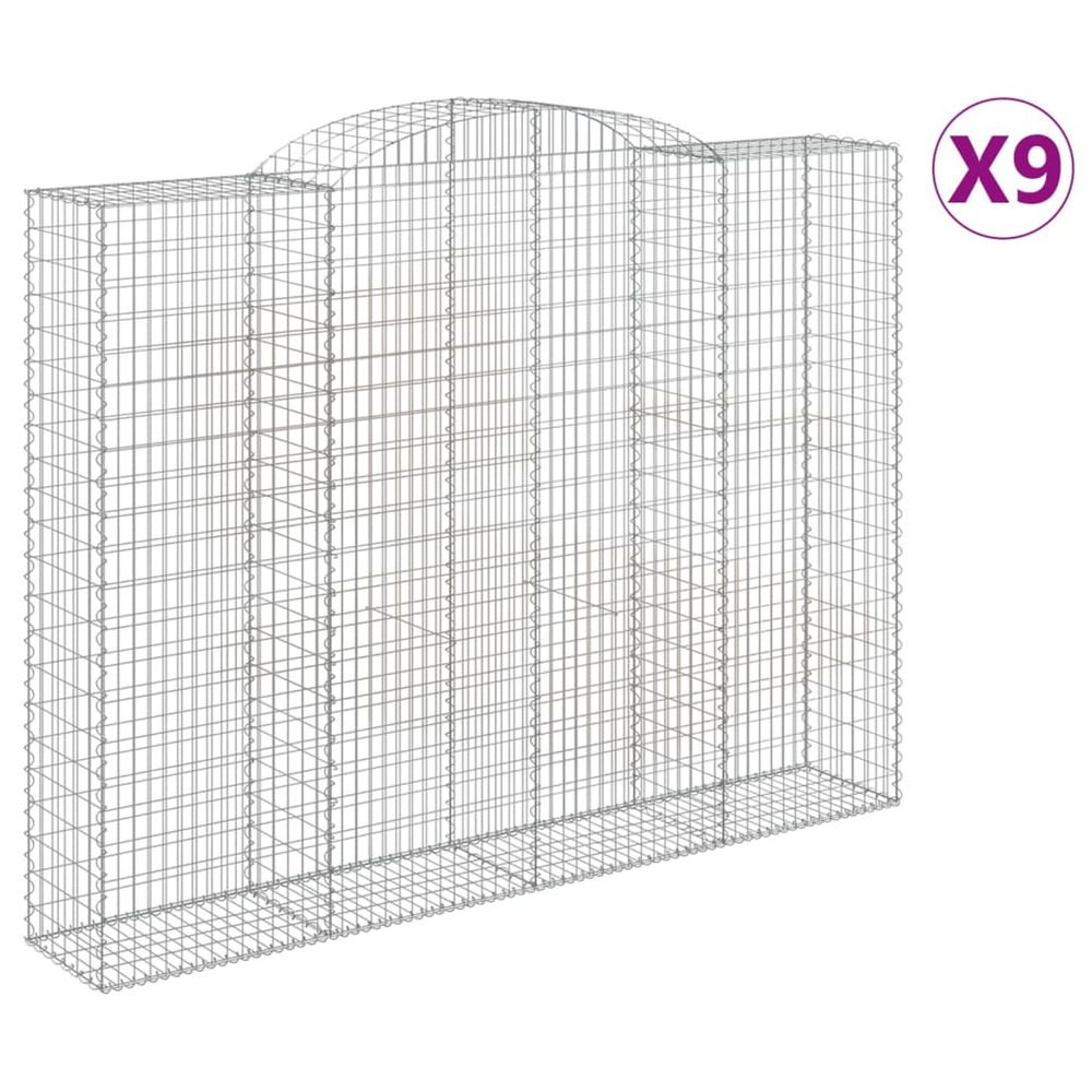 Paniers à gabions arqués 9 pcs 300x50x220/240 cm fer galvanisé