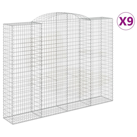 Paniers à gabions arqués 9 pcs 300x50x220/240 cm fer galvanisé