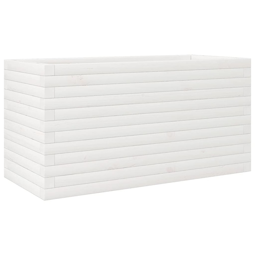 Jardinière bac lit surélevé plantes fleurs terrasse jardin 90 x 40 x 45,5 cm bois de pin massif blanc
