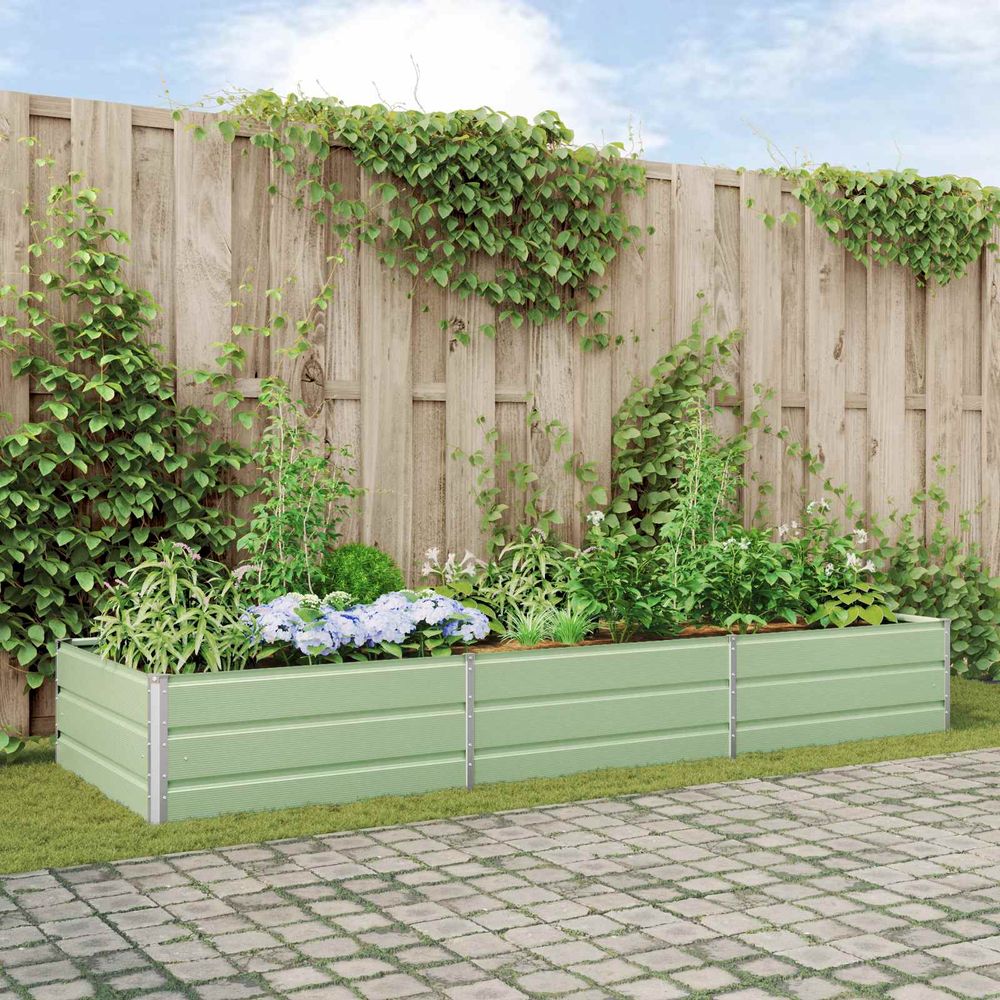 Jardinière large acier galvanisé 290x100x45 cm pour grandes plantations vert pastel