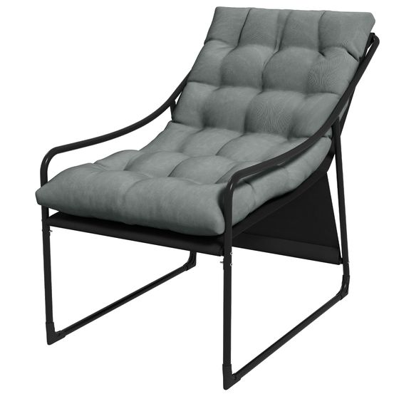 Salon extérieur confortable, sellerie épaisse, cadre acier inoxydable robuste gris et noir