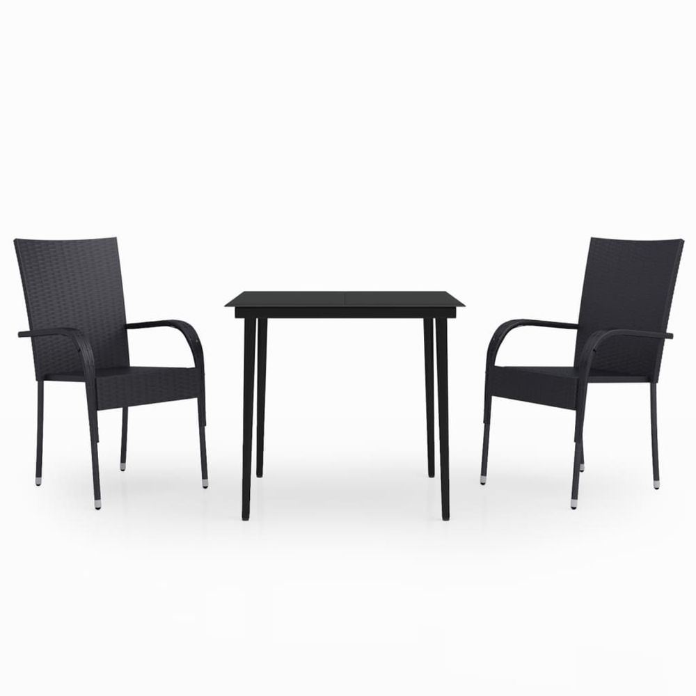 Ensemble à manger de jardin 3 pcs noir