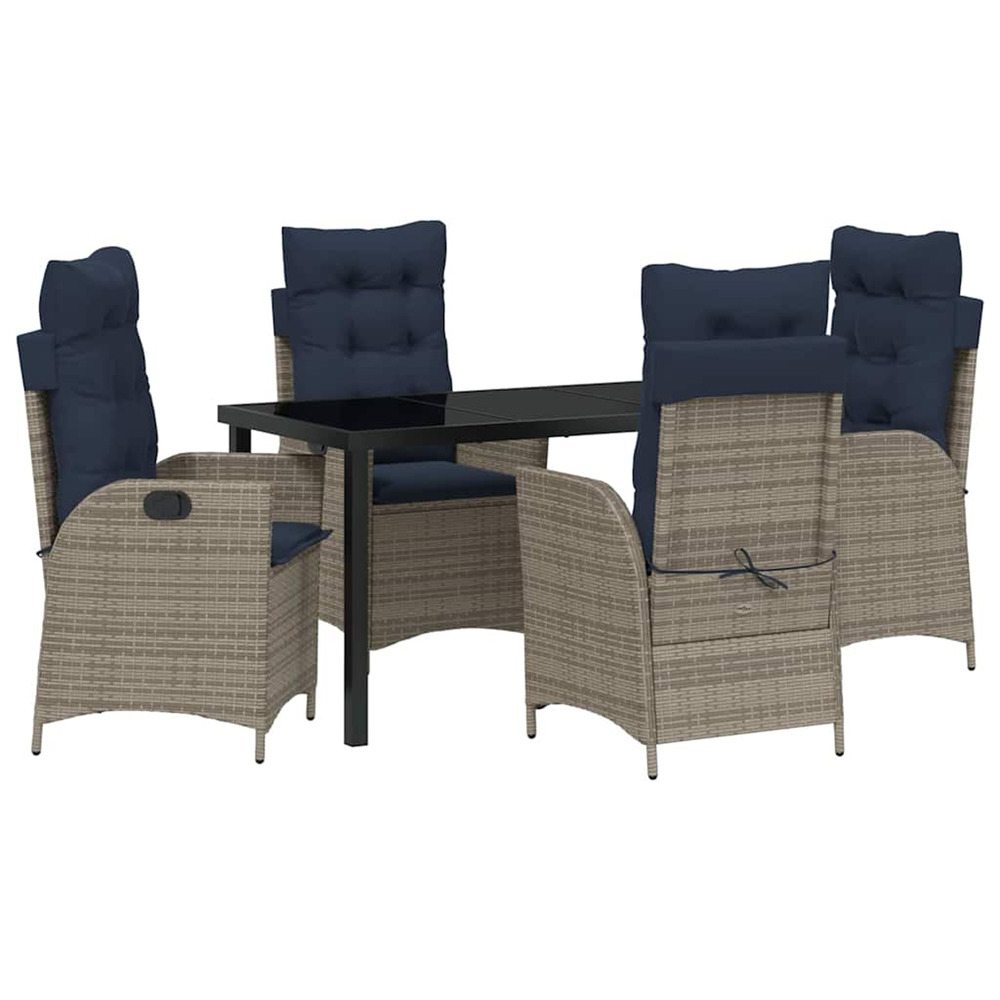 Ensemble de salle à manger pour jardin 5 pcs gris et noir rotin