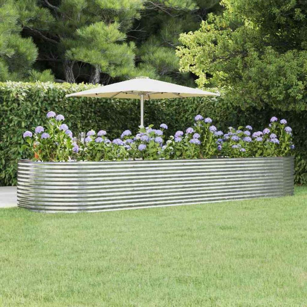 Carré potager ovale en acier galvanisé pour jardin et terrasse argenté 447x140cm