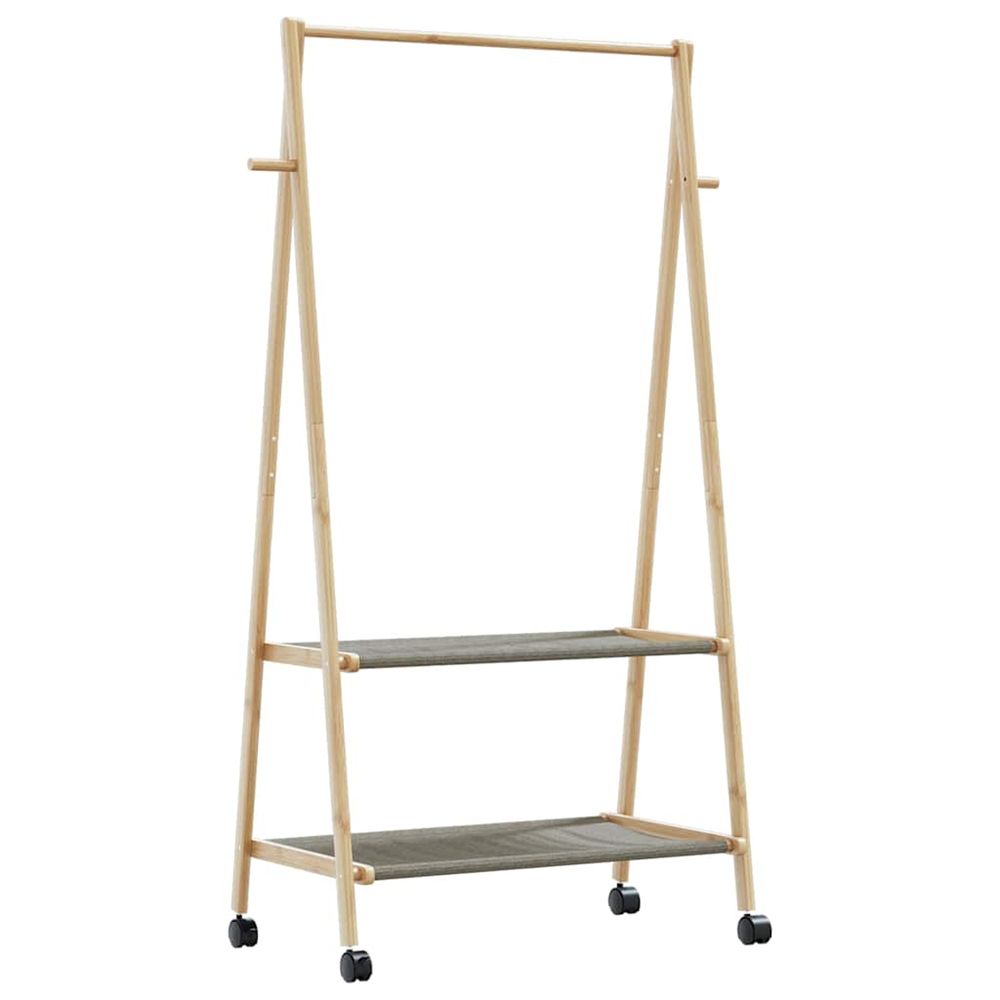 Porte-vêtements et étagères et roulettes 96x45,5x155,5cm bambou