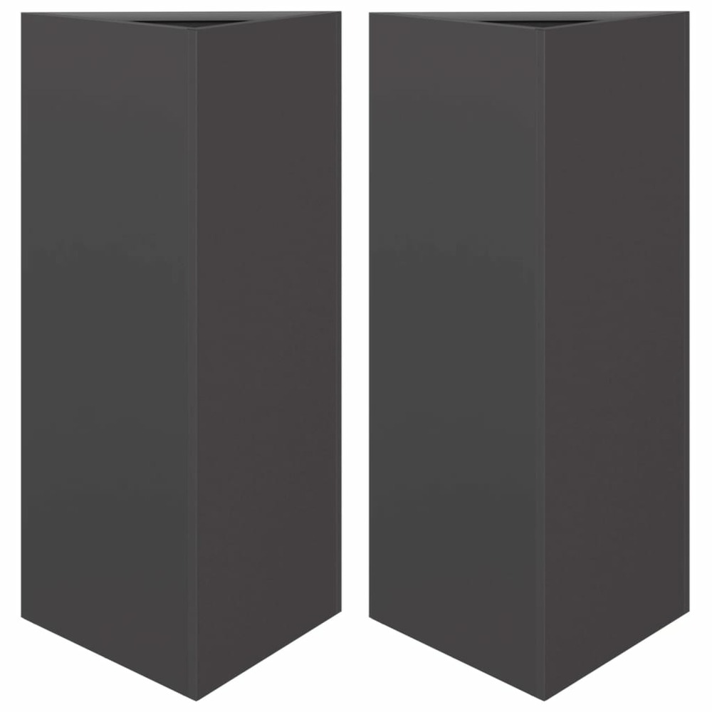 Jardinière bac lit surélevé plantes fleurs jardin terrasses lot de 2 triangulaire 40 x 34,5 x 70 cm acier noir