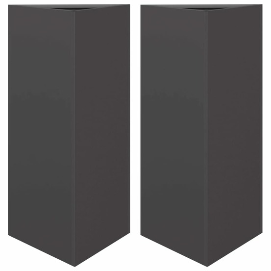 Jardinière bac lit surélevé plantes fleurs jardin terrasses lot de 2 triangulaire 40 x 34,5 x 70 cm acier noir
