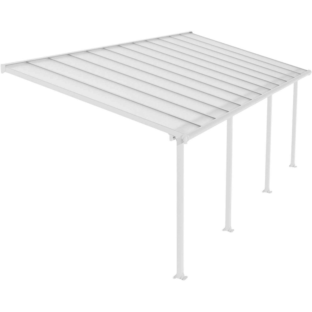 Pergola à adosser en aluminium blanc et polycarbonate olympia 3 x 7.4 m