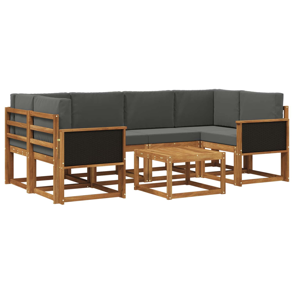 Ensemble de canapés d'extérieur 5 pcs naturel et anthracite