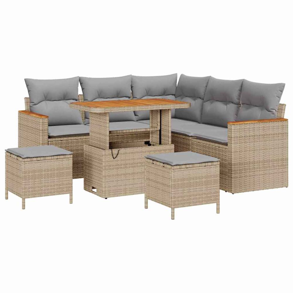 Ensemble de canapé de jardin 8 pc 5-nombre de places beige