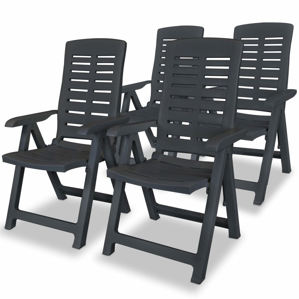 Chaises inclinables de jardin lot de 4 plastique anthracite