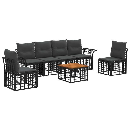 Ensemble de canapés d'extérieur 7 pc noir et gris foncé