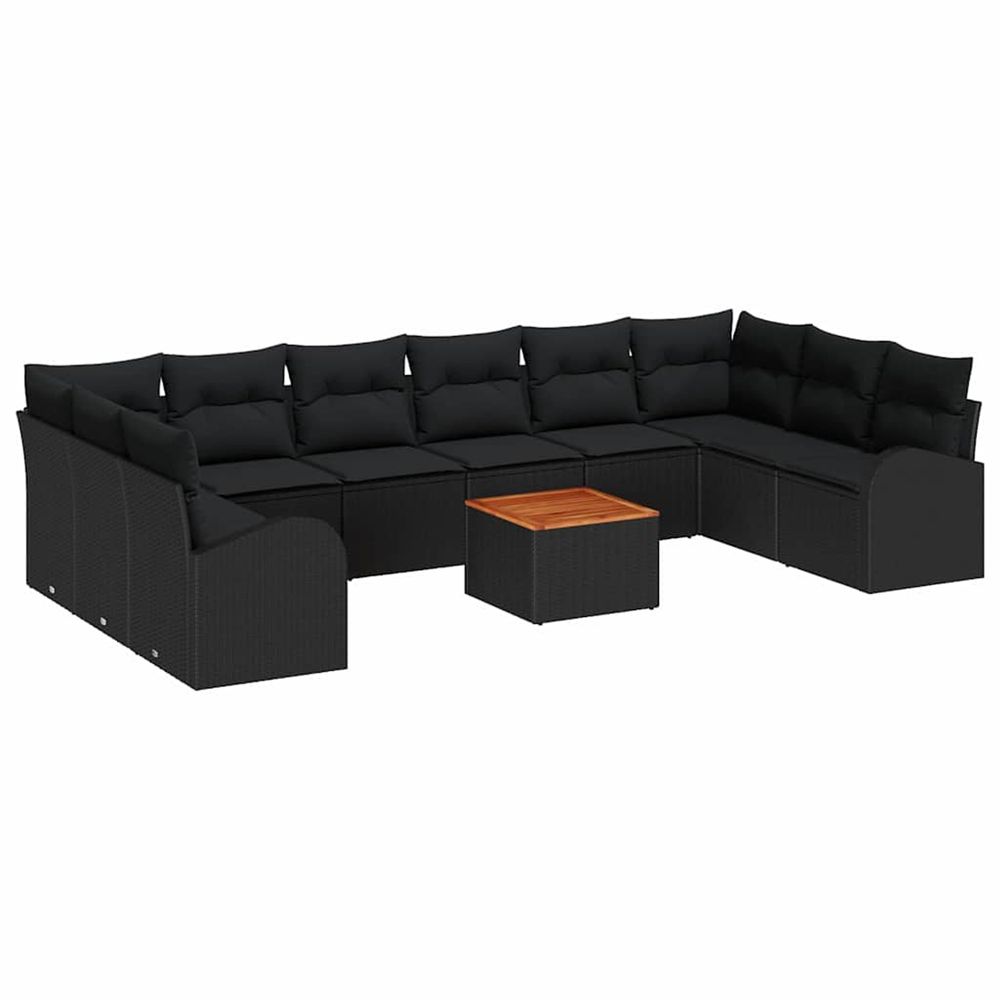 Ensemble de canapé de jardin 11 pc noir polyrotin