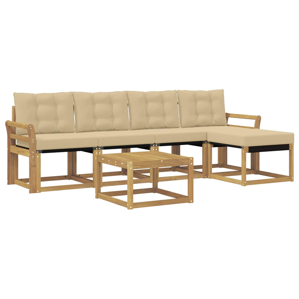 Ensemble de canapés d'extérieur 6 pcs blanc et beige