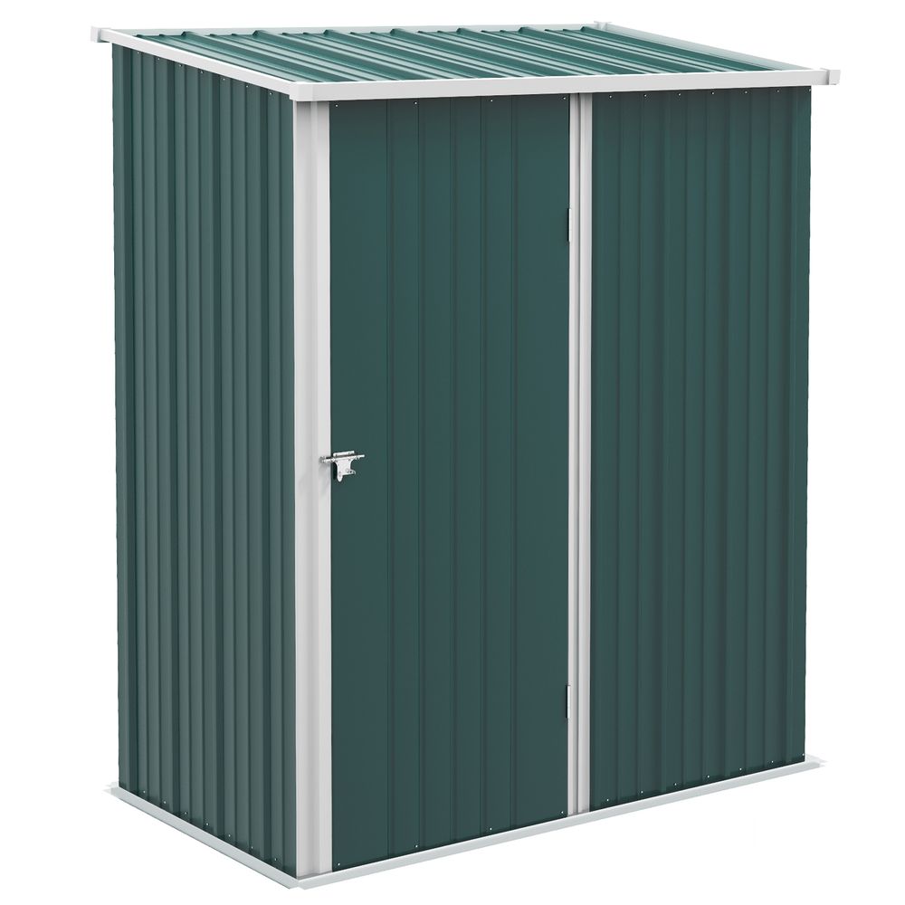 Armoire de jardin métal rangement outillage extérieur toit incliné 161x94x196cm vert - comfortxl outdoor living