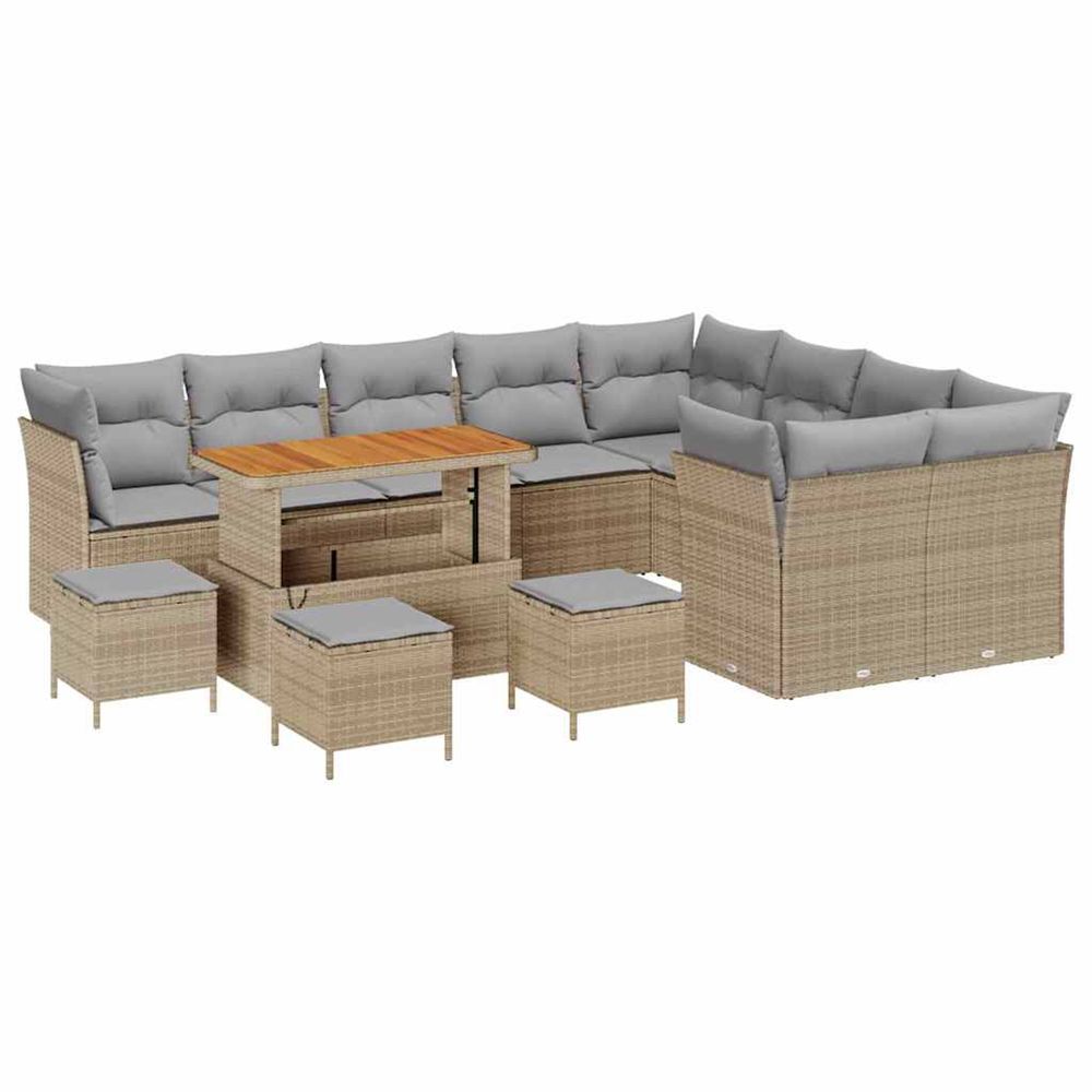 Ensemble de canapé de jardin 13 pc beige polyrotin