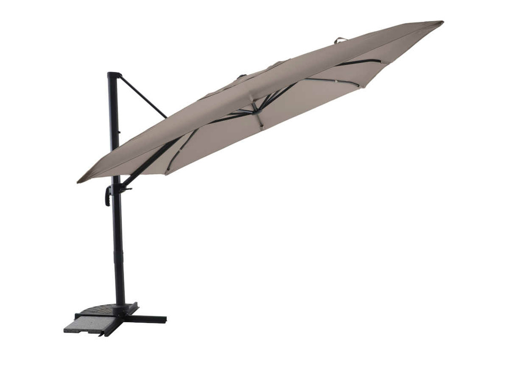 Parasol déportée 3 x 3 m inclinable 5 positions taupe