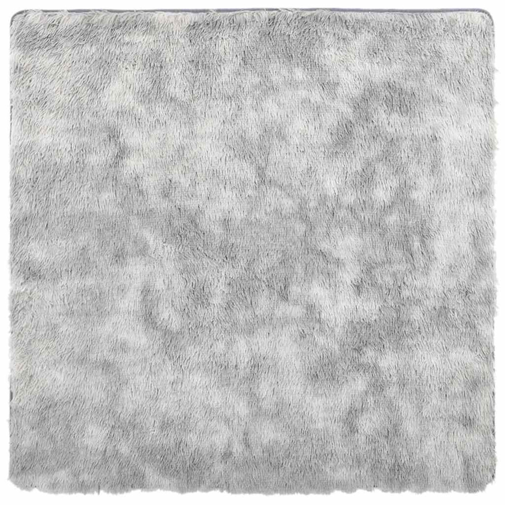 Tapis shaggy à poils longs navarra gris argenté 120x120 cm