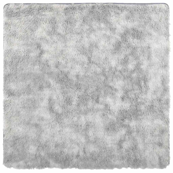 Tapis shaggy à poils longs navarra gris argenté 120x120 cm