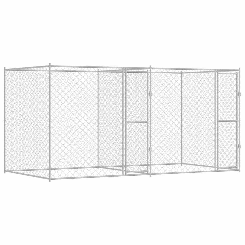 Cage pour chien 2 pcs argenté 400 x 200 x 200 cm acier et pe
