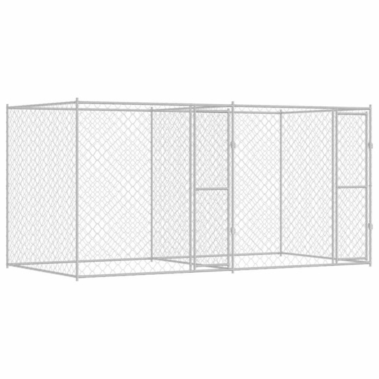 Cage pour chien argent 400 x 200 x 200 cm acier galvanisé