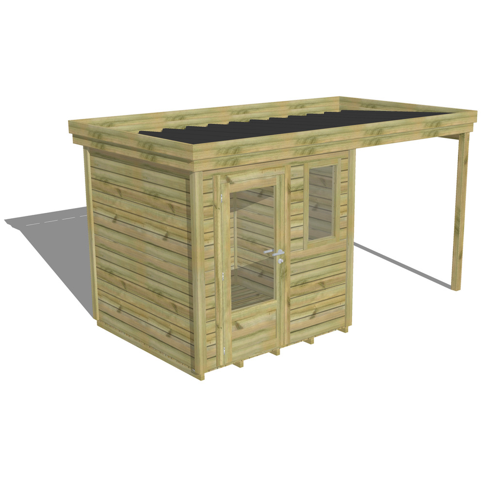 Abri de jardin bois pin traité autoclave 27mm - 4,14x2,14m / 9m2 - bac acier - plancher bois