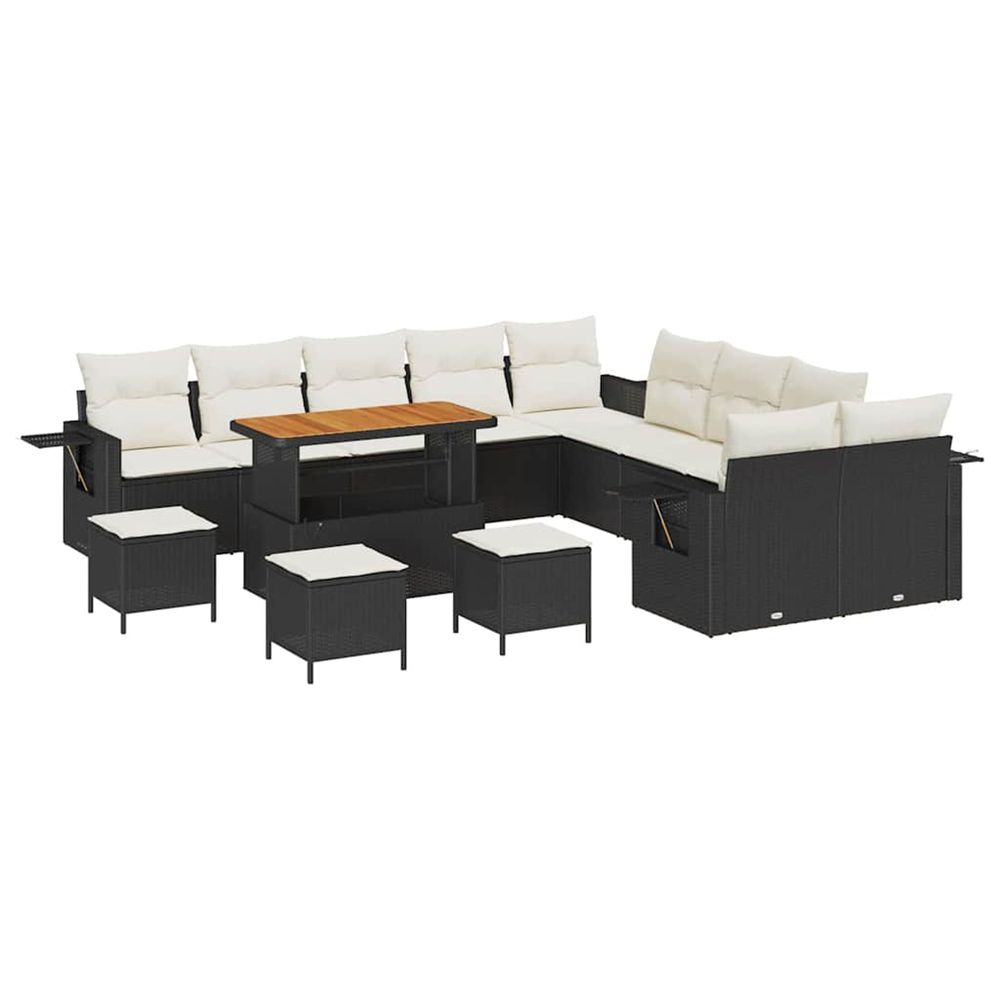 Ensemble de canapé de jardin 14 pc noir polyrotin