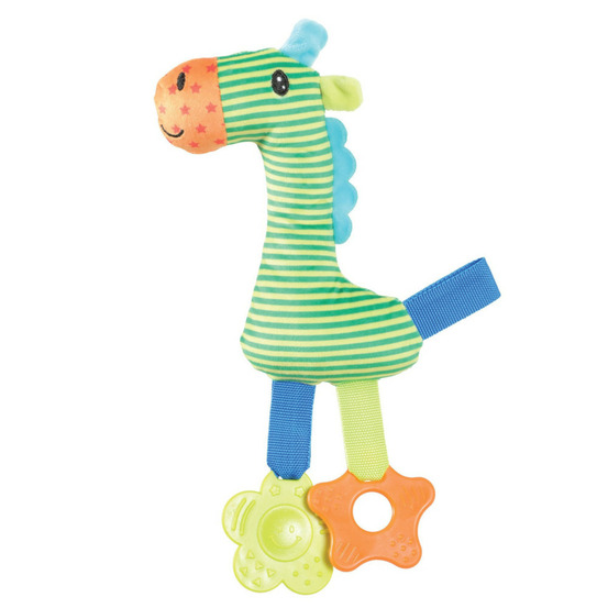 Peluche rio girafe vert anneau à mordiller 26 cm peluche pour chiots