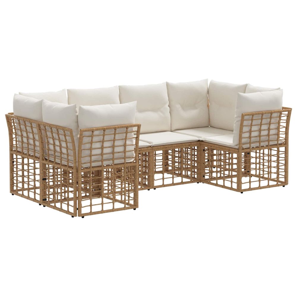 Ensemble de canapés d'extérieur 6 pc naturel polyester