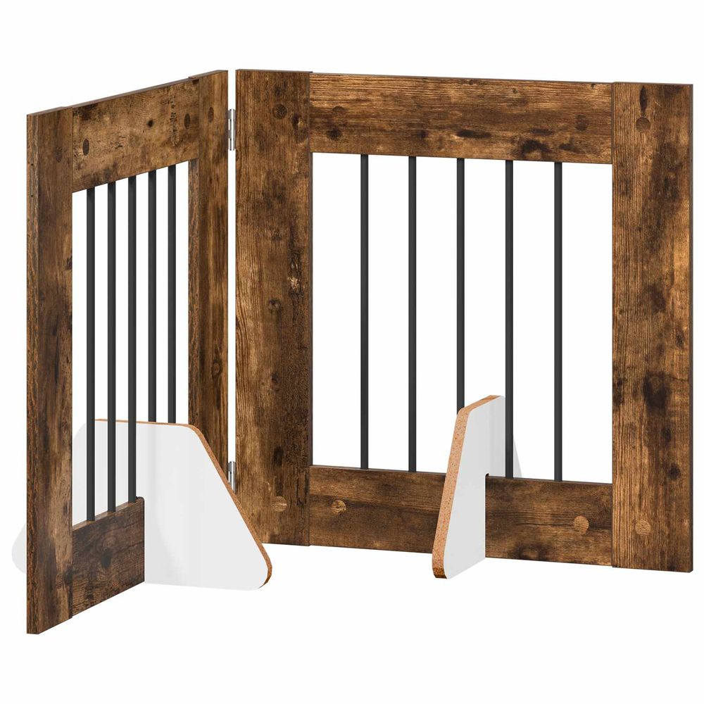 Porte de chien pliable avec supports 2 pc chêne fumé 120,5 cm