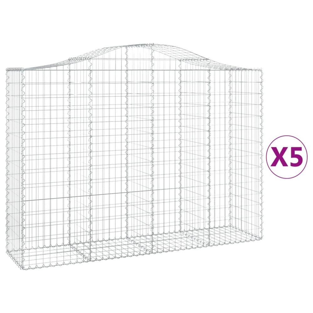 Paniers à gabions arqués 5 pcs 200x50x140/160 cm fer galvanisé