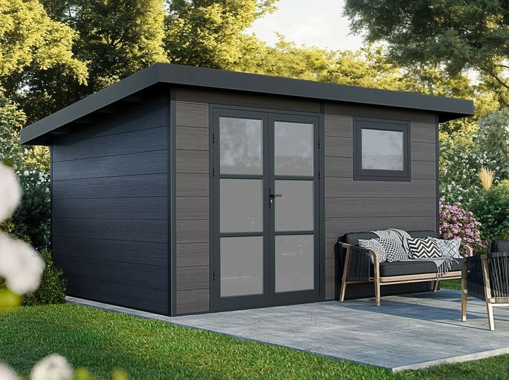 Abri de jardin composite alma - 11m2 gris - garantie 20 ans - cabanon de jardin