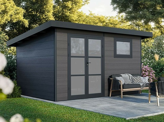 Abri de jardin composite alma - 11m2 gris - garantie 20 ans - cabanon de jardin