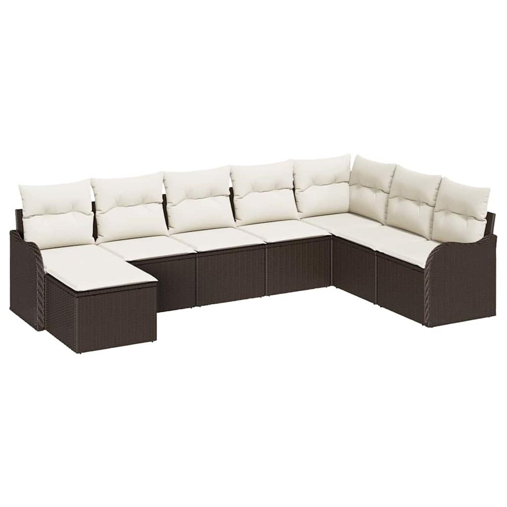 Ensemble de canapé de jardin 8 pc marron et blanc polyrotin