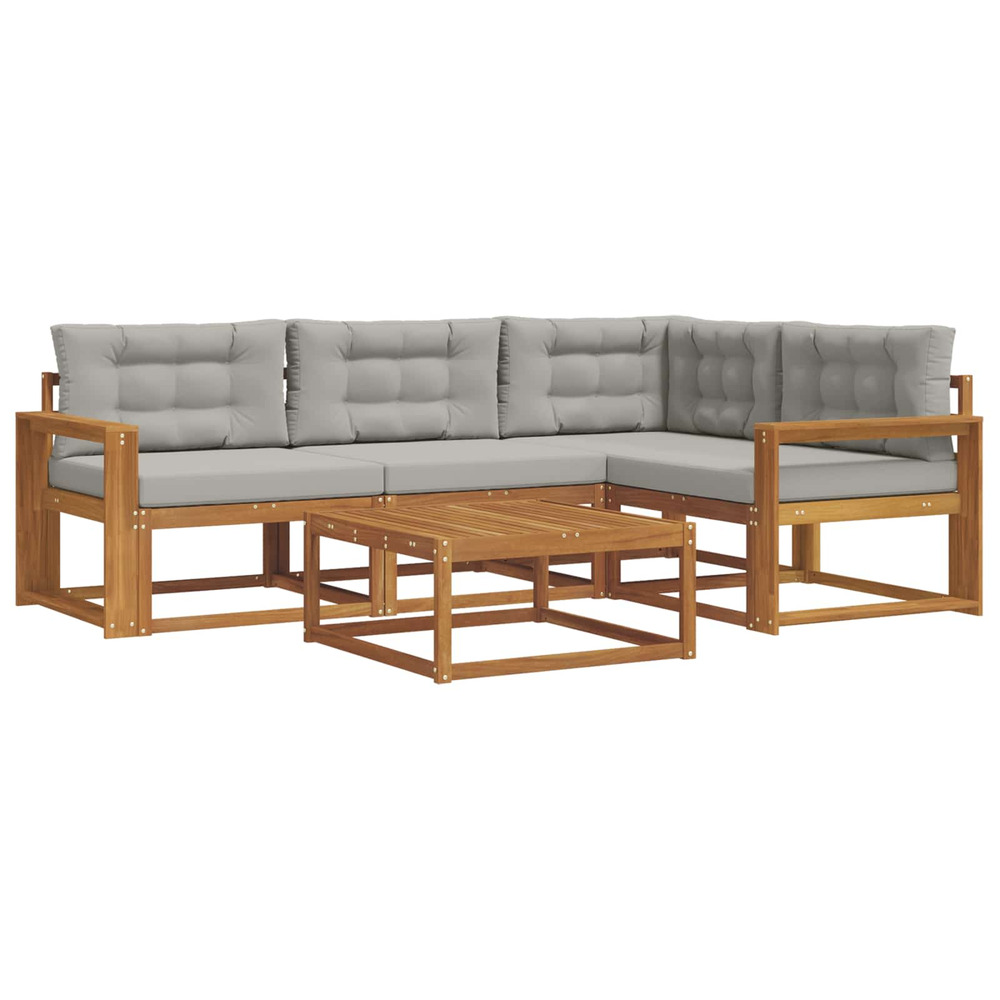 Ensemble de canapés d'extérieur 5 pcs gris naturel et clair