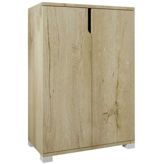 Meuble à chaussures 2 portes en aggloméré venedik chêne