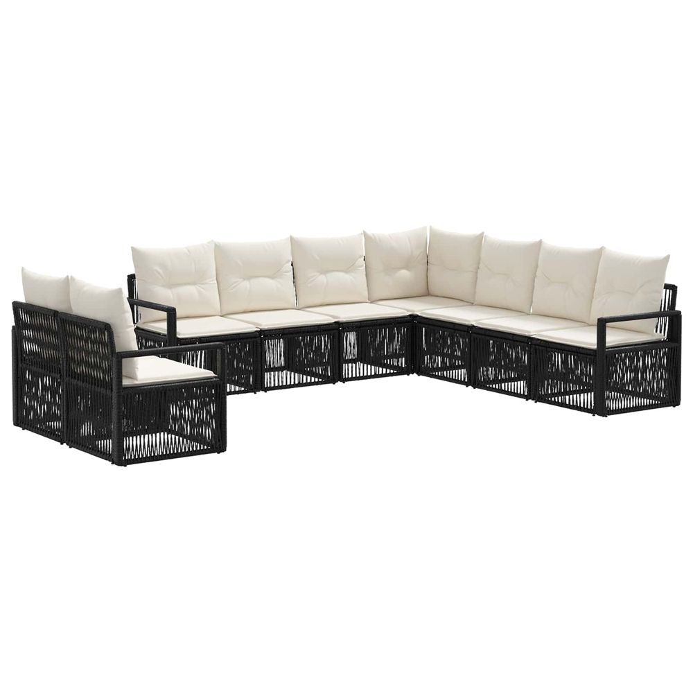 Ensemble de canapé de jardin 9 pc noir polyrotin
