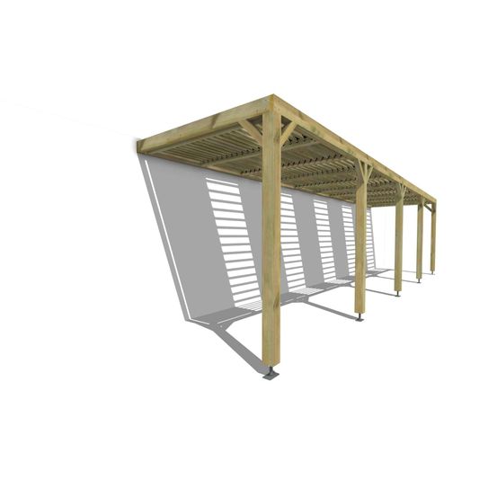 Pergola bois • 10m x 2m • adossée • sens profondeur • lames orientables bioclimatiques incluses • livraison comprise