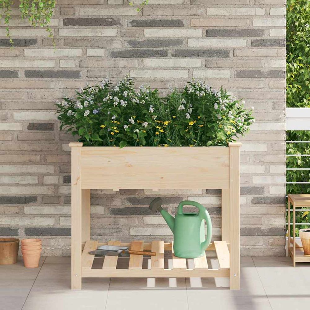 Carré potager en bois de sapin avec étagère de rangement pour jardin 90cm