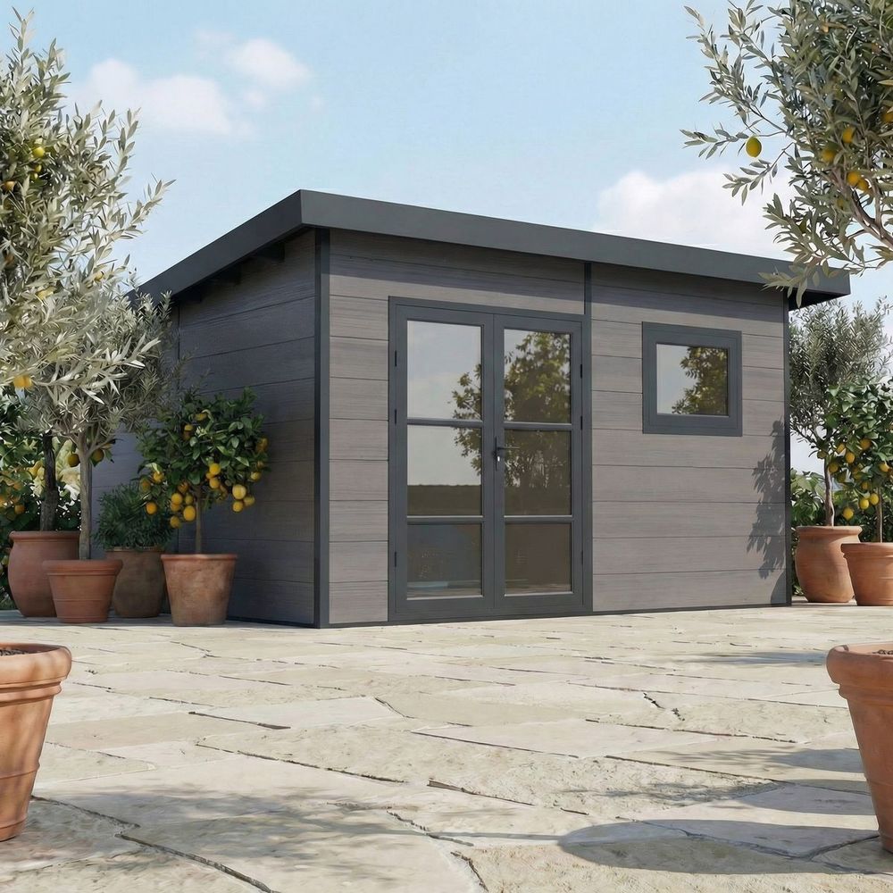 Abri de jardin composite alma - 15m2 gris - cabane de jardin