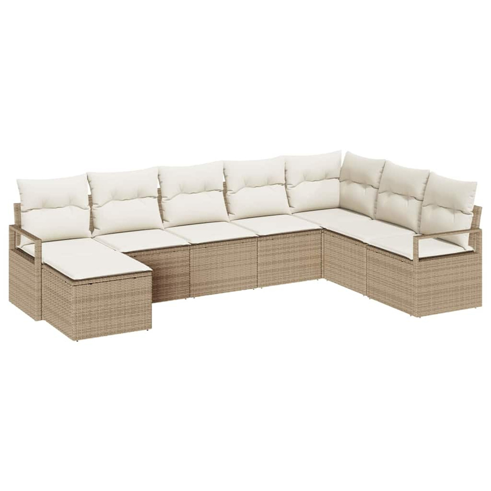 Ensemble de canapés avec coussin 8 pcs beige et crème polyrotin