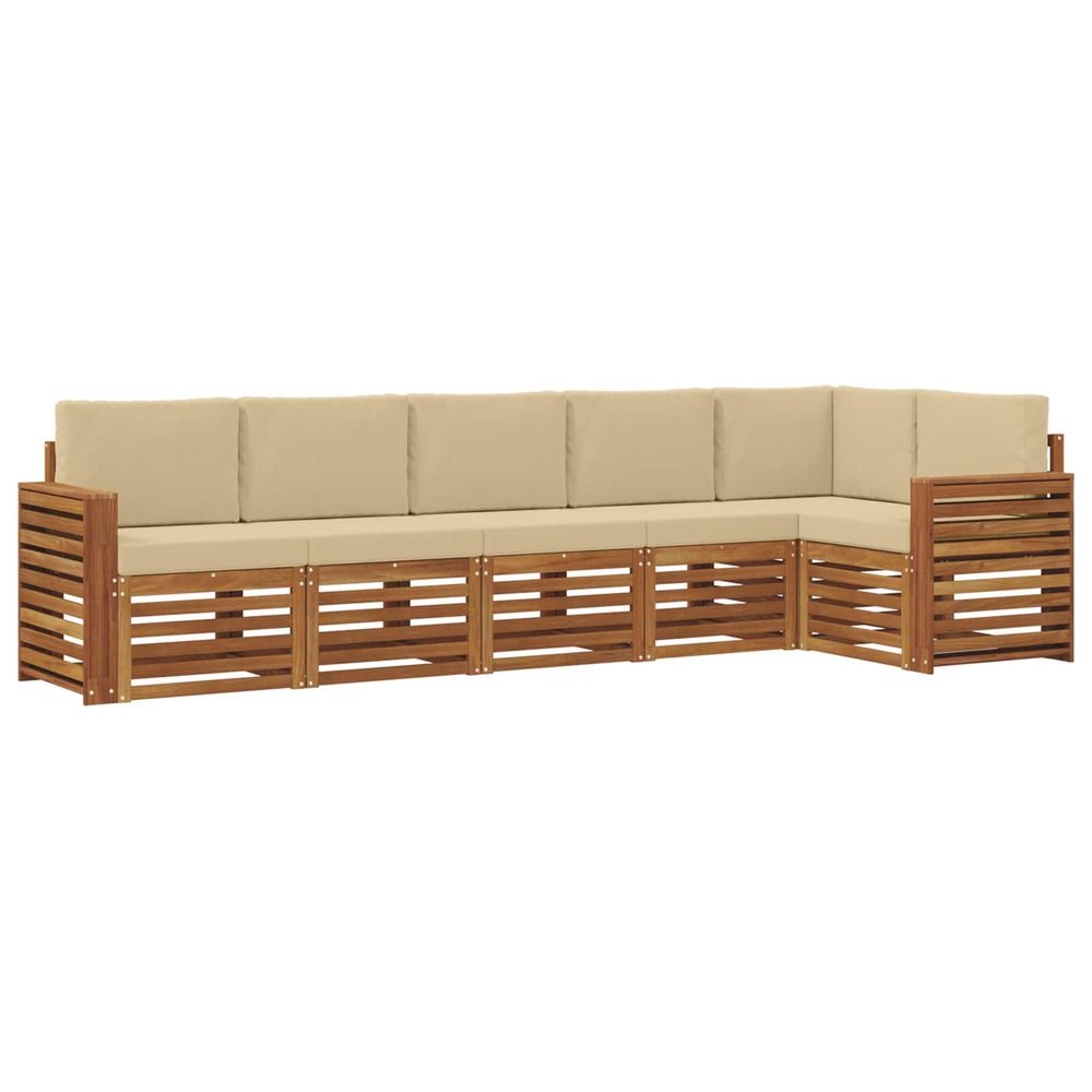 Ensemble de canapés d'extérieur 6 pc naturel et beige polyester