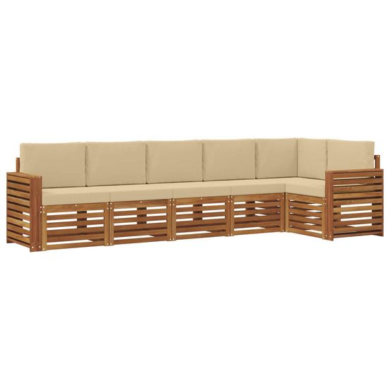 Ensemble de canapés d'extérieur 6 pc naturel et beige polyester