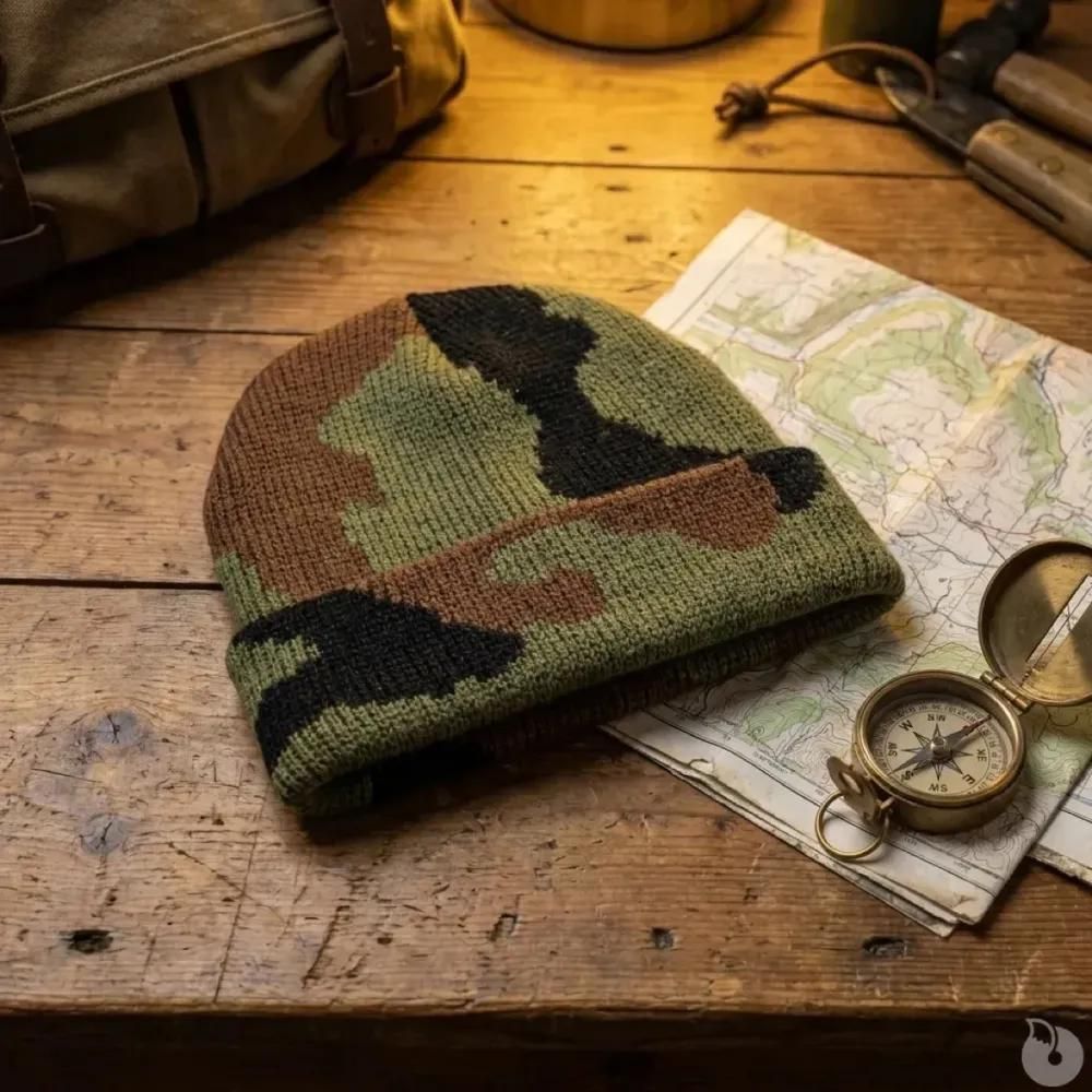 Bonnet chaud 100% acrylique camo ce taille unique